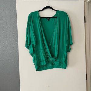 Green Short Sleeve Wrap Top Size XXL